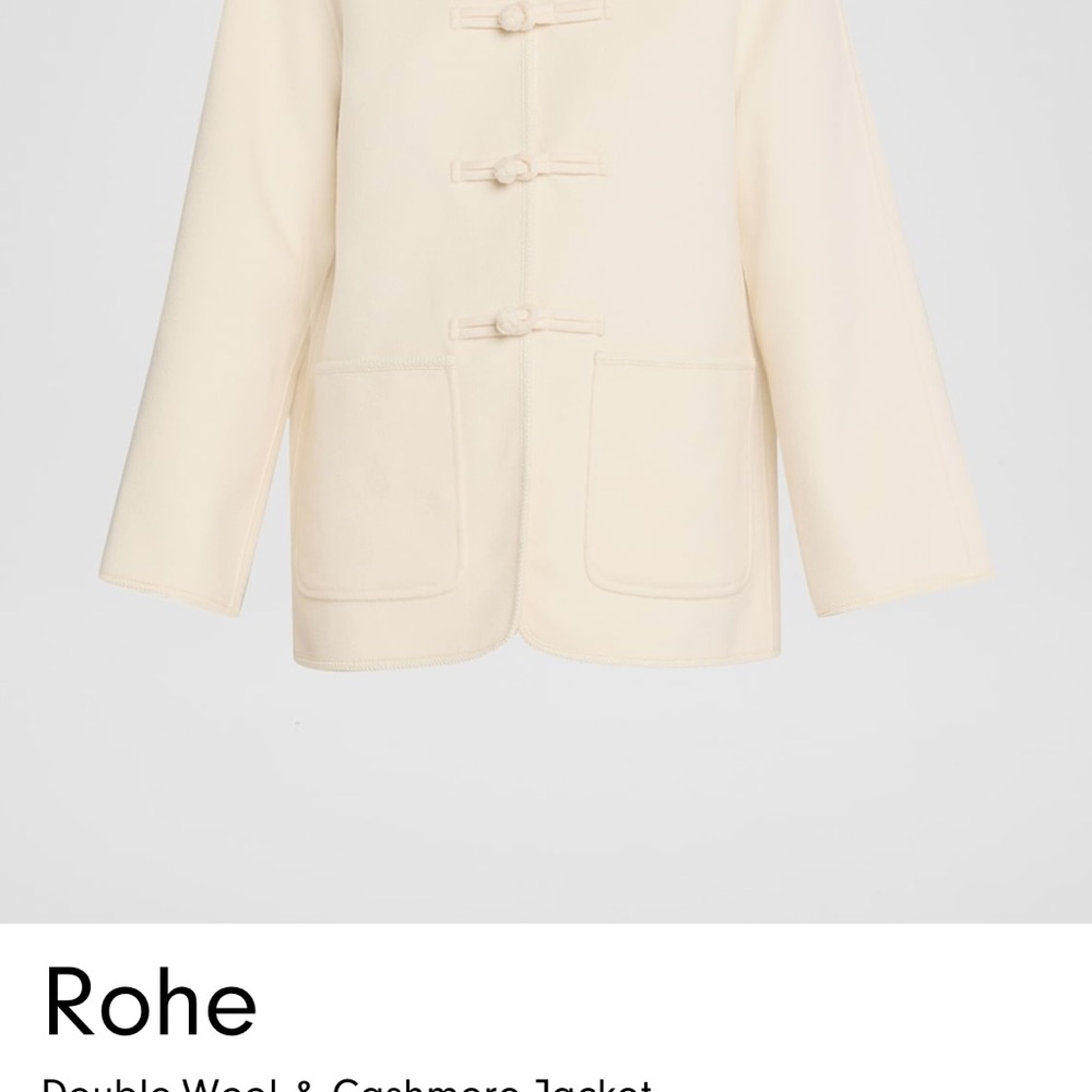 Rohe- Cream Knot-Front Jacket- Double Wool and Cashmere! NWT! - Picture 4 of 4
